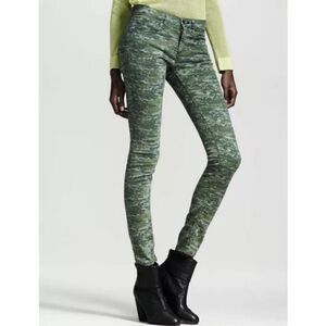 Rag & Bone Jeans Women's 25 Green The Skinny Pants in Digital CAMO Raw Hems